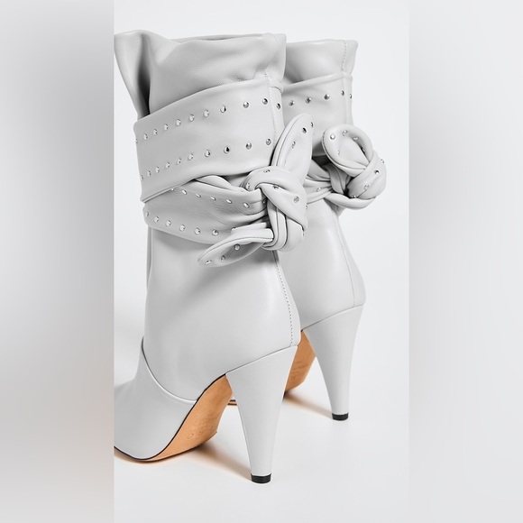 NIB IRO Paris Nori Ankle Studded Tie Boot in Pearl Grey Leather - FR 39 / US 8 - Picture 4 of 16